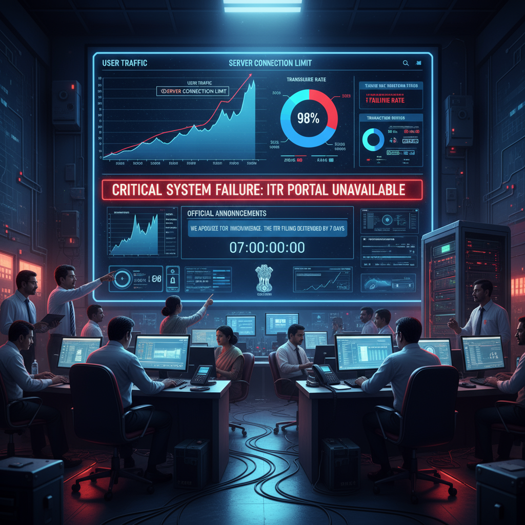 Government Response & Live Update

As of this moment, the Income Tax Department has acknowledged the issue and is actively working with IT infrastructure teams to restore service. Key steps underway include:

Increasing server capacity by activating backup servers.
Clearing database connection backlogs.
Prioritizing authenticated sessions for logged-in users to prevent overload from unauthenticated traffic.
Implementing rate-limiting to manage excessive API calls.

Live Update: Officials are expected to release a statement later today regarding a possible extension of the ITR filing deadline to ensure no genuine taxpayer is penalized due to technical glitches.

